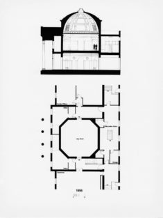 An architectural plan of Brooks Hall as it existed before the 1989 renovation.
