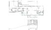 Thumbnail of An architectural floor plan of the main level of this residence showing the master bedroom, study, kitchen, dining area, living room, and a second bedroom. Click to view larger image.