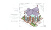 Thumbnail of Rendering with four gable roof. Click to view larger image.