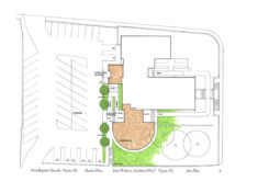 Site plan showing relationship of existing building and additions.